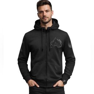 NWT Pro Standard Colorado Avalanche Mens Full Zip Hoodie Sweatshirt Black Size L
